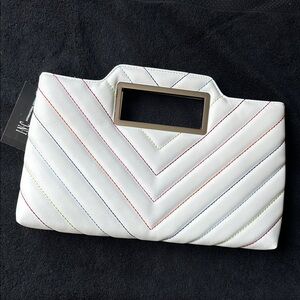 INC International Concepts Chevron Clutch with Multicolor Stitching